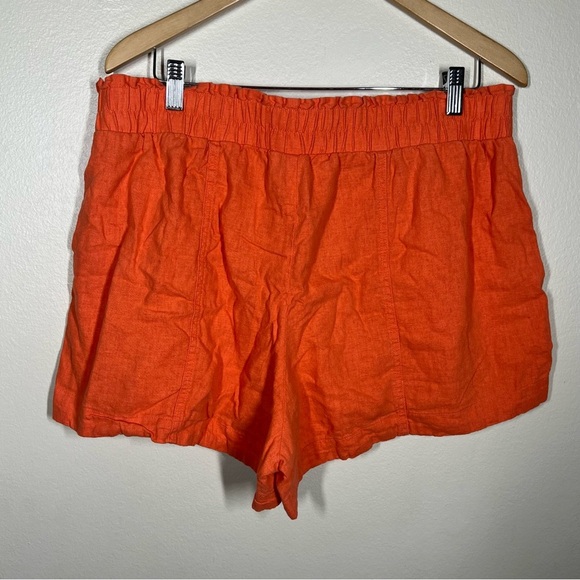 A New Day Target Orange Flowy Linen Blend Shorts Size XXL Summer Breathable - Picture 5 of 6